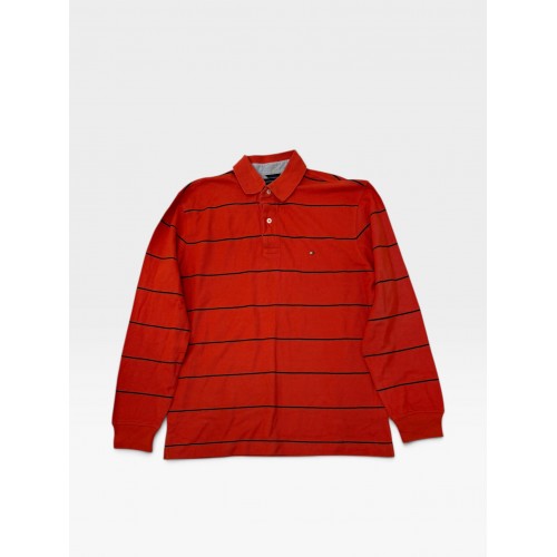 Tommy Hilfiger Classic Striped Rugby Polo Shirt Red
